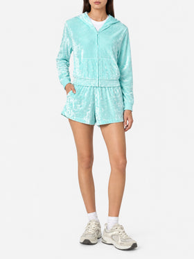 Sudadera con capucha y cremallera Jasmine de chenilla verde agua 