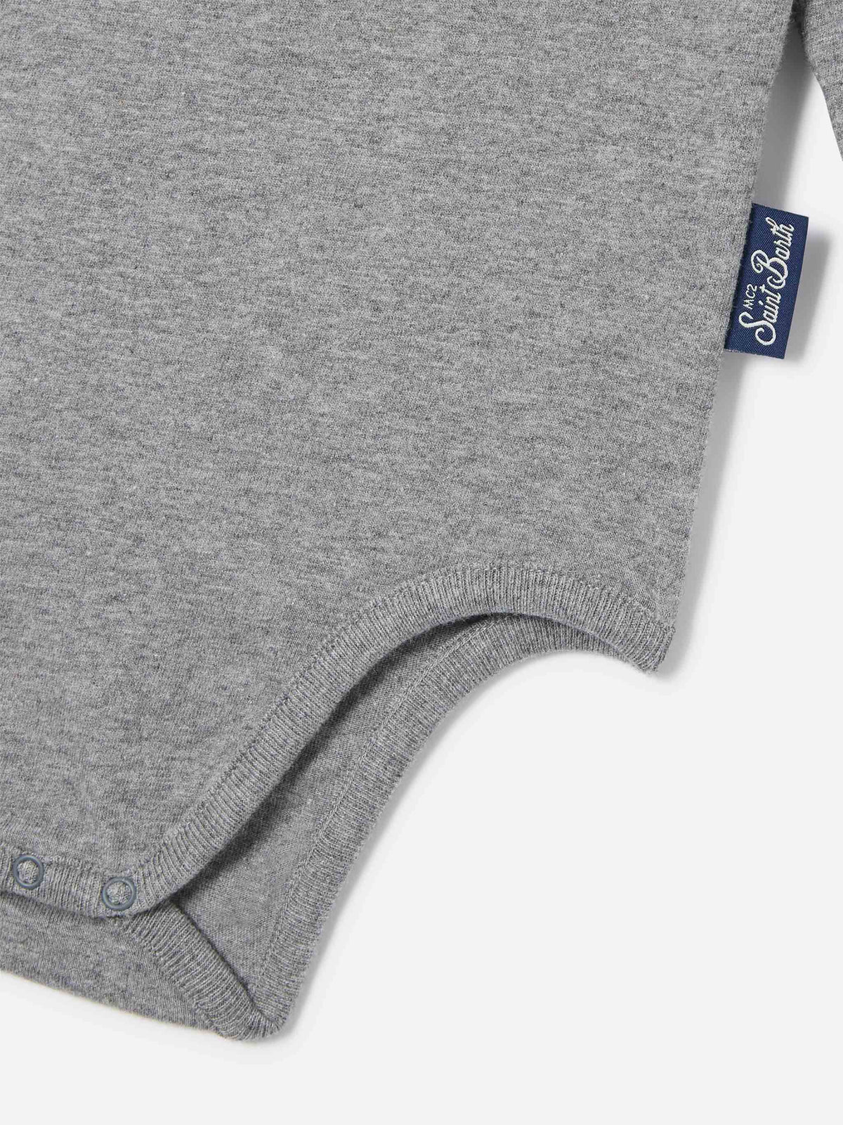 Body Jacques gris en coton biologique avec broderie Tutto Il Papà 