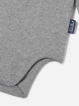 Body Jacques gris en coton biologique avec broderie Tutto Il Papà 
