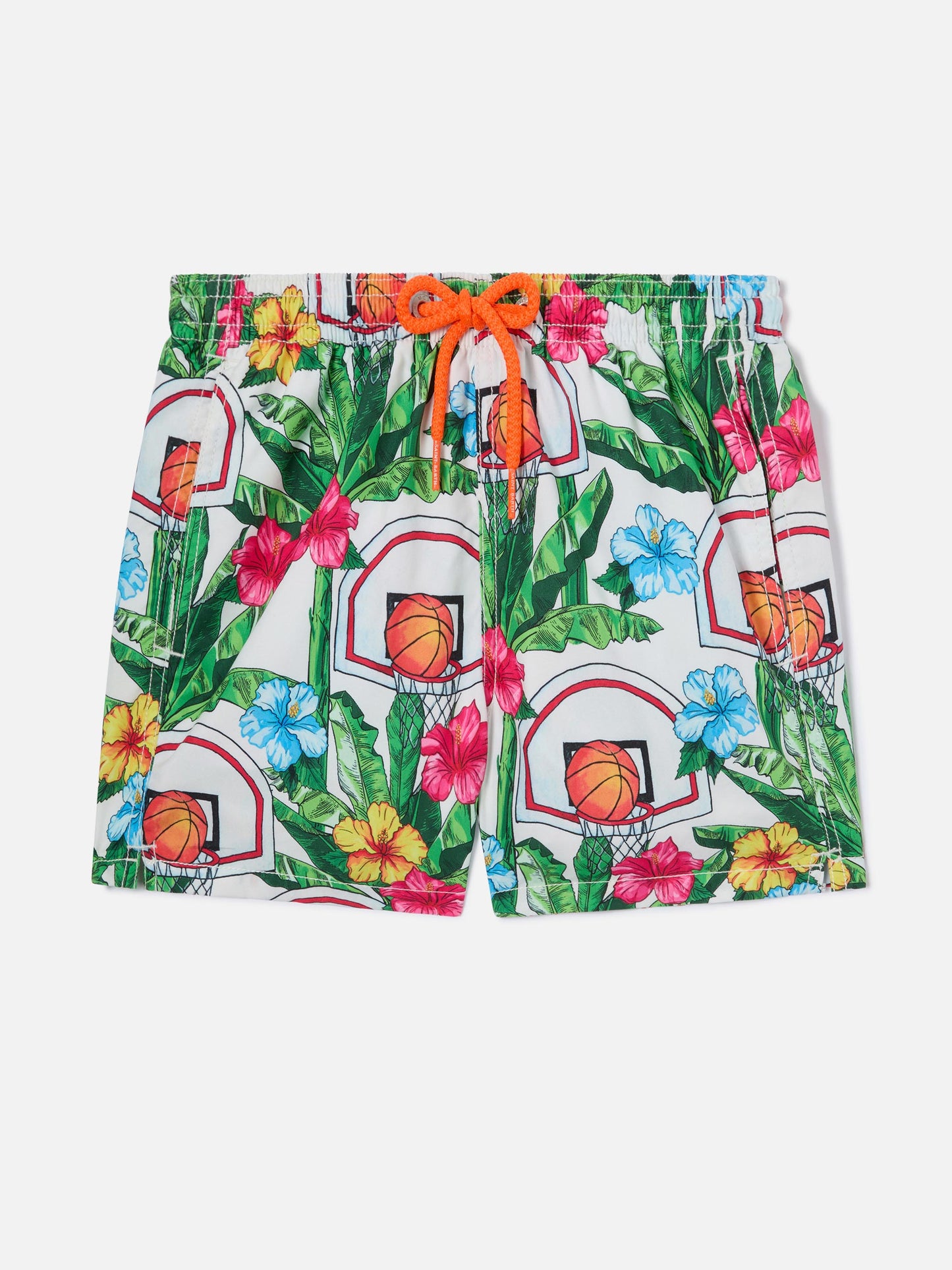 Boy swim shorts with basket print