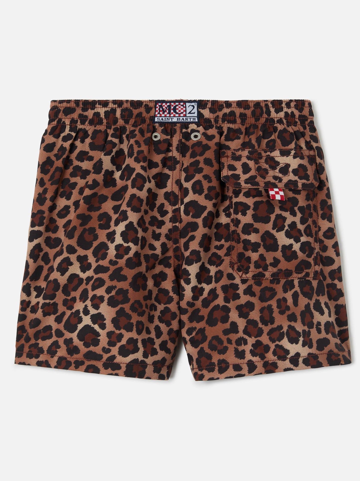 Jean swim shorts with Leopard Animalier print