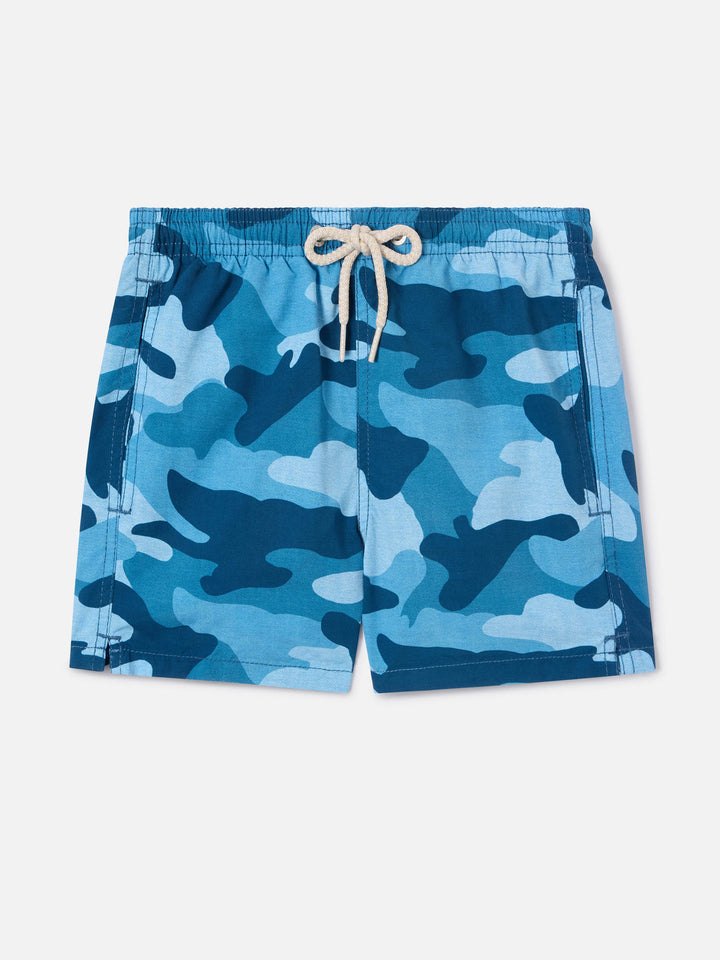 Bañador niño de largo medio Jean con estampado de camuflaje 