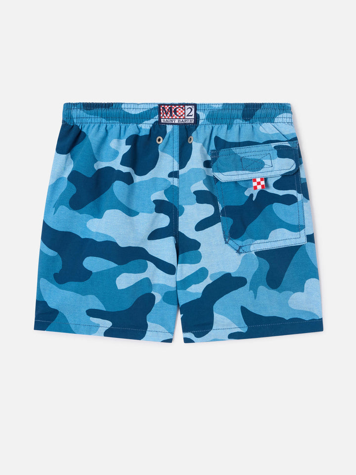 Bañador niño de largo medio Jean con estampado de camuflaje 