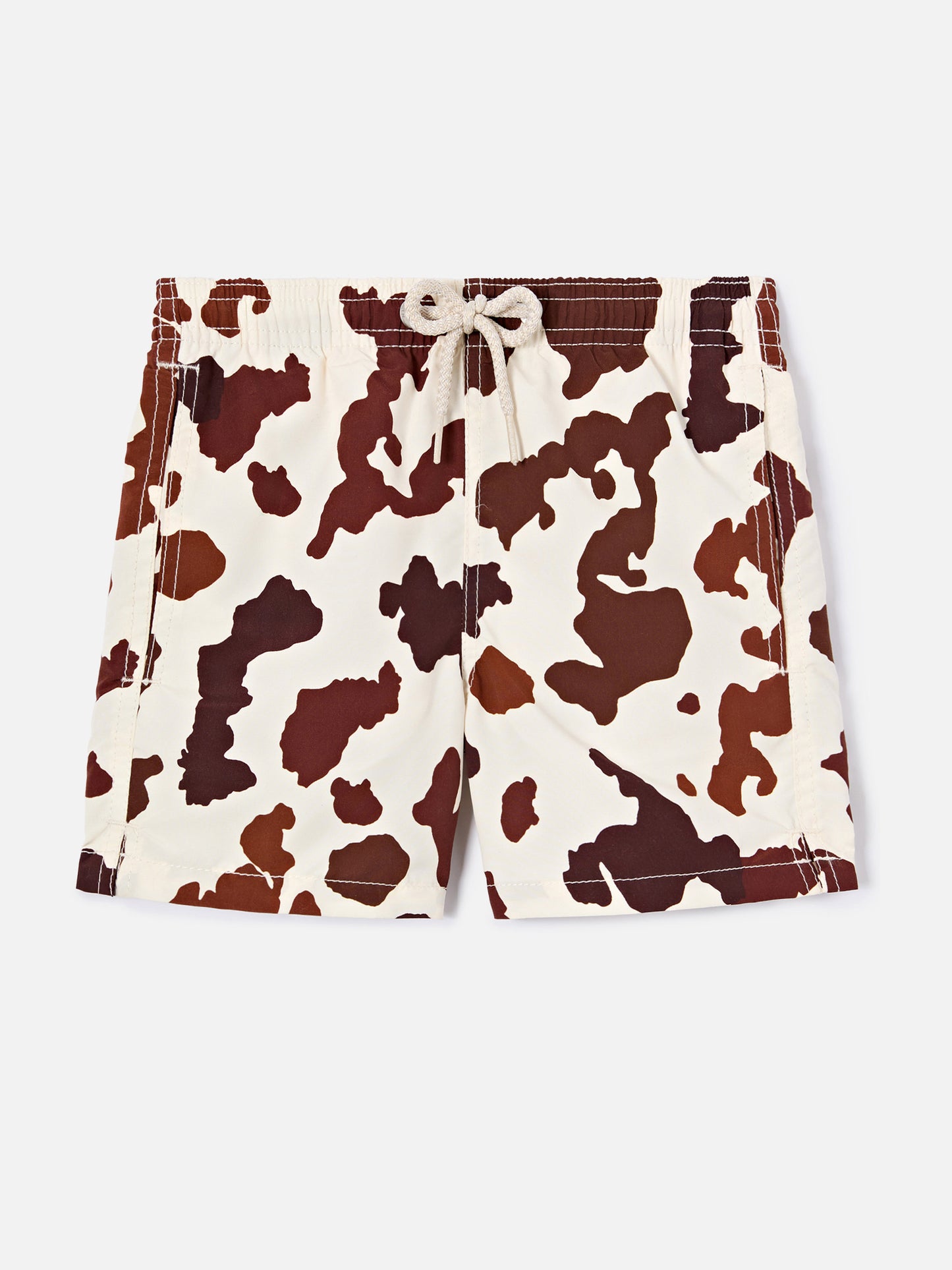 Jean swim shorts with cow animal print