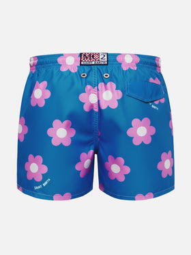 Jean mid-length swim shorts with daisy print