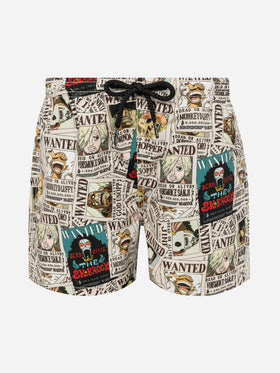 Mittellange Badeshorts aus Jeans mit One Piece-Print | ONE PIECE SPECIAL EDITION