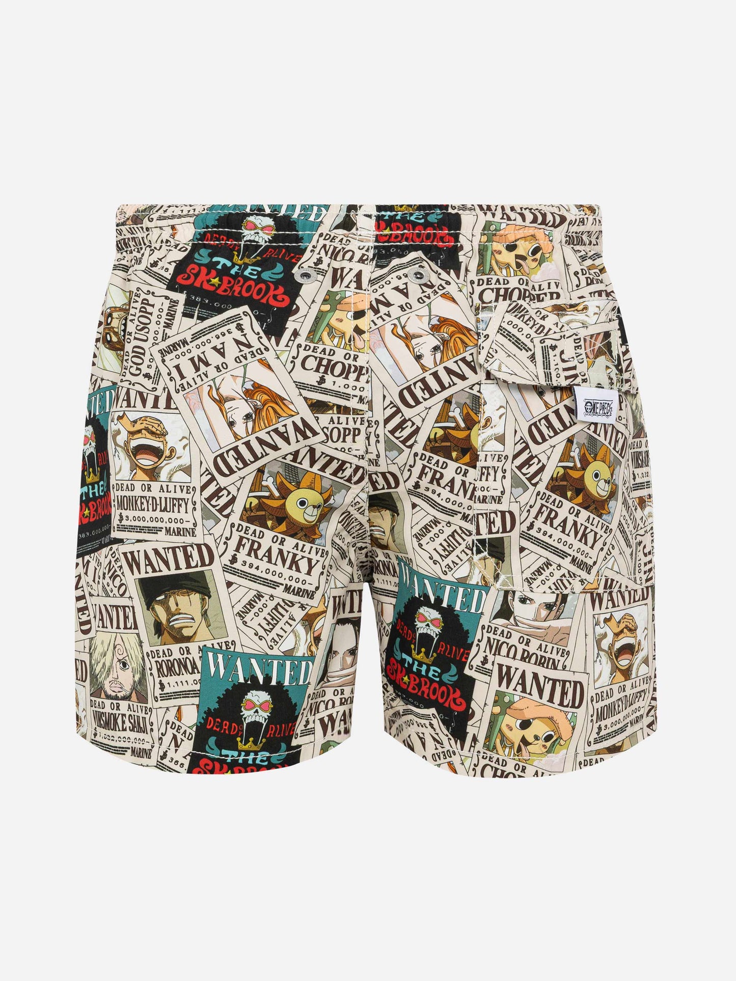 Mittellange Badeshorts aus Jeans mit One Piece-Print | ONE PIECE SPECIAL EDITION