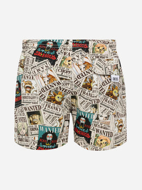 Mittellange Badeshorts aus Jeans mit One Piece-Print | ONE PIECE SPECIAL EDITION
