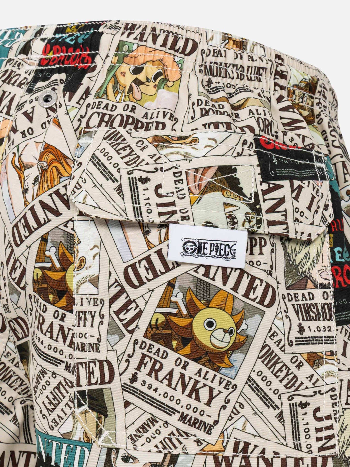 Mittellange Badeshorts aus Jeans mit One Piece-Print | ONE PIECE SPECIAL EDITION