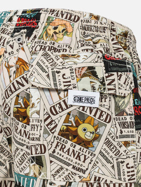 Mittellange Badeshorts aus Jeans mit One Piece-Print | ONE PIECE SPECIAL EDITION
