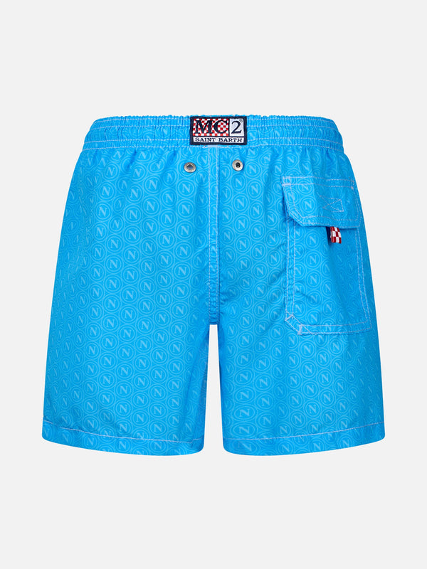 Mittellange Jeans-Badeshorts für Jungen mit Napoli-Print | SSC NAPOLI SPECIAL EDITION