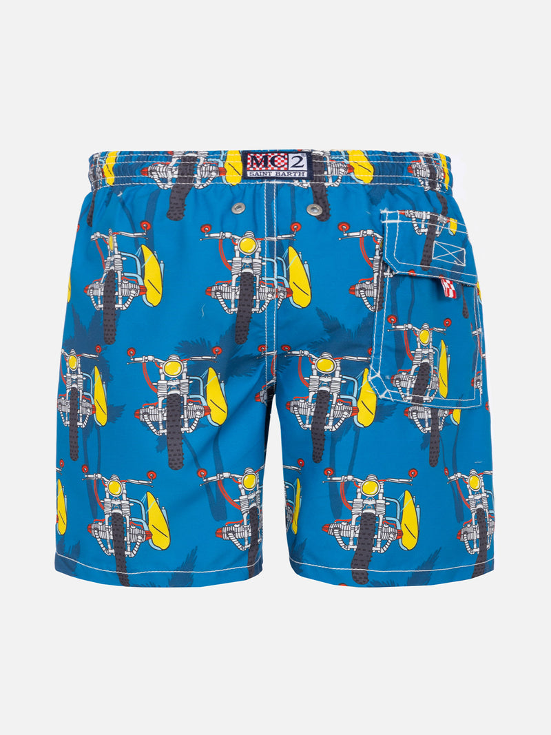 Motorbicycle print boy swim shorts