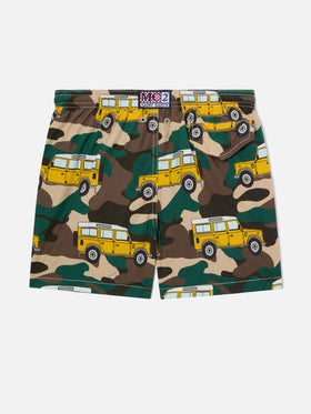 Short de bain garçon en tissu léger Jean Lighting avec imprimé voiture tout-terrain 