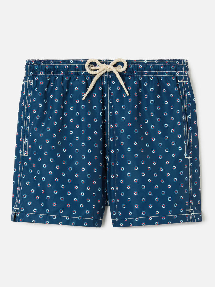 Jean Lighting swim shorts with Mini Life Saver all-over print