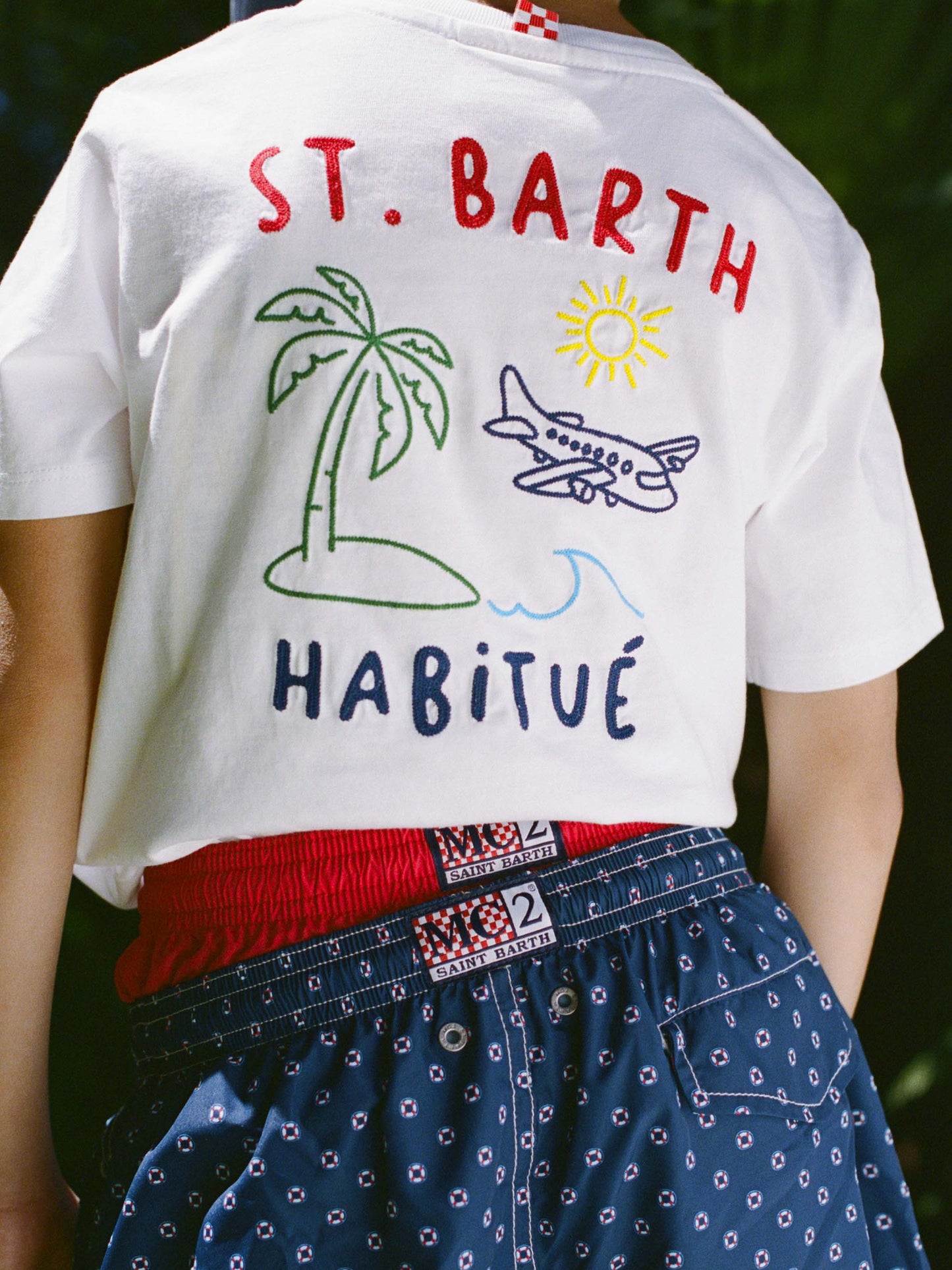 Jean Lighting swim shorts with Mini Life Saver all-over print