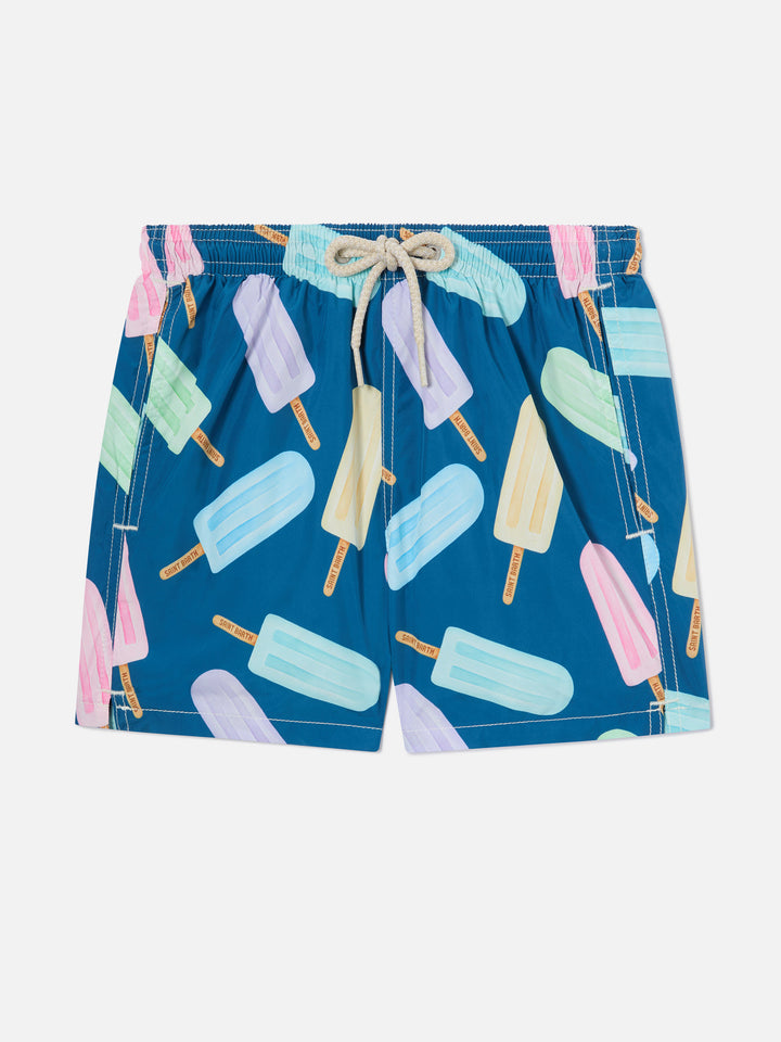 Costume da bagno da bambino in tessuto leggero Jean Lighting con stampa ghiaccioli
