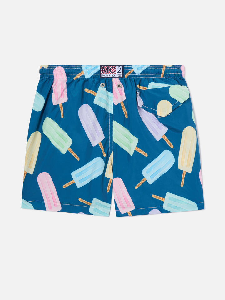 Costume da bagno da bambino in tessuto leggero Jean Lighting con stampa ghiaccioli