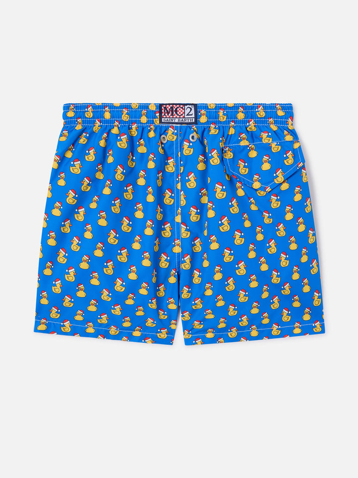 Jungen-Badeshorts aus leichtem Stoff mit Weihnachtsenten-Print 