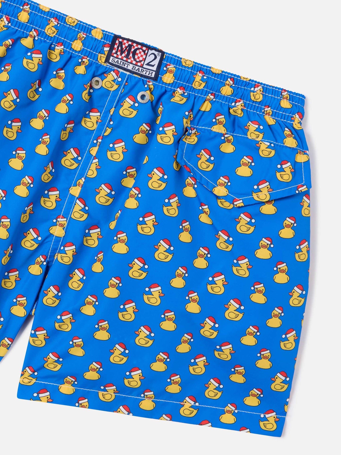 Short de bain garçon en tissu léger avec imprimé canards de Noël 