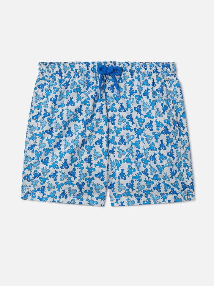 Costume da bagno da bambino in tessuto leggero Jean Lighting con stampa aragosta