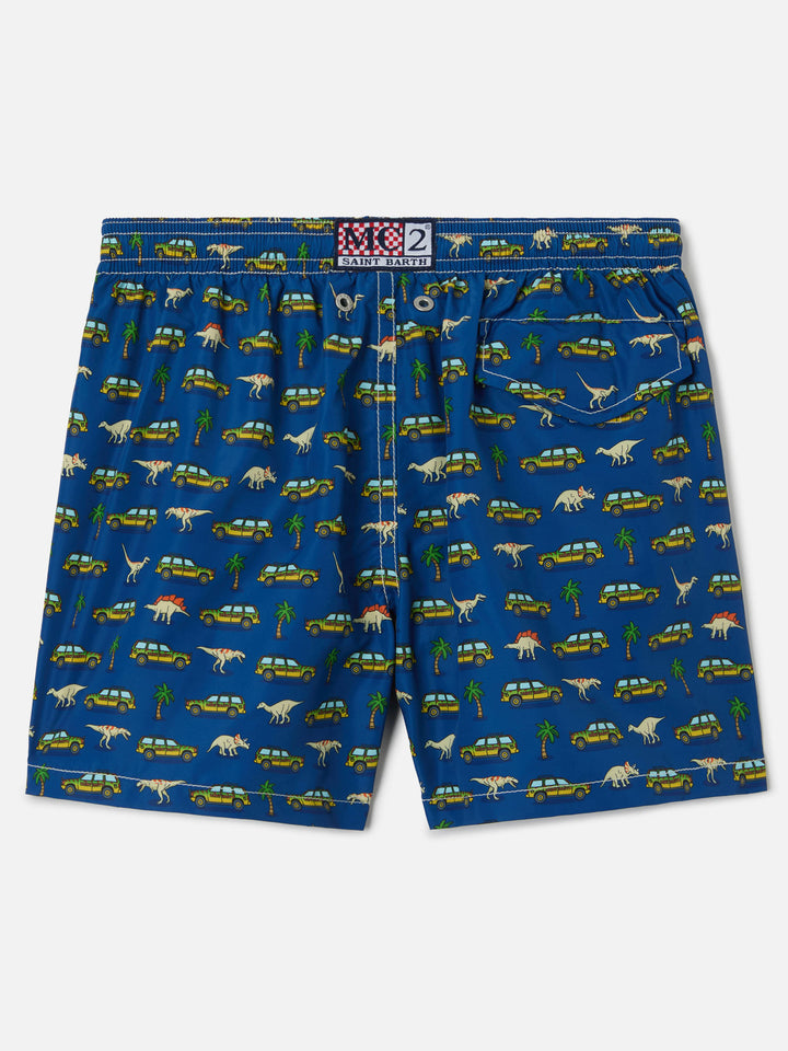 Jean Lighting swim shorts with Dinosaurs and Cars all-over print