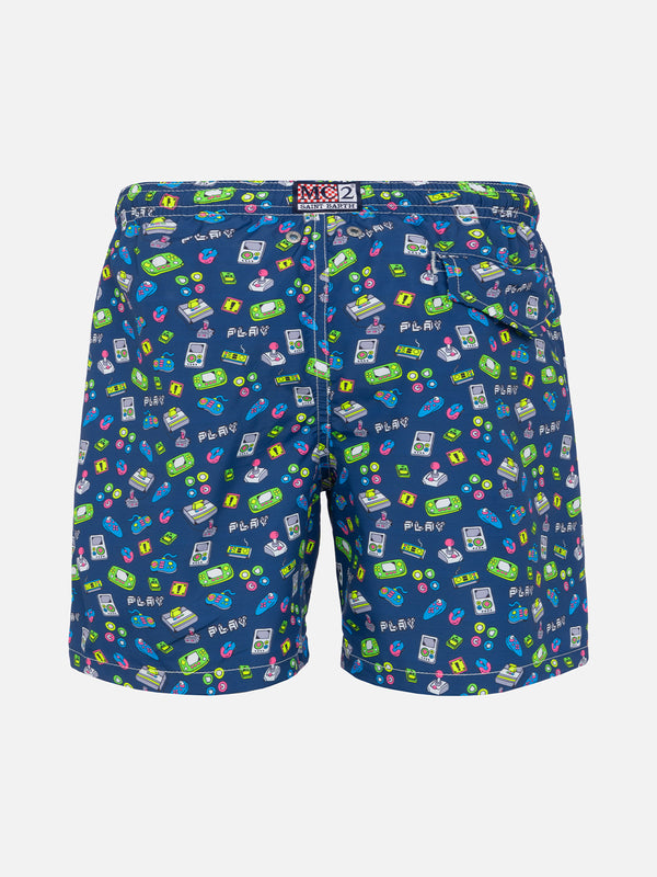 Boy swim shorts with retro games print