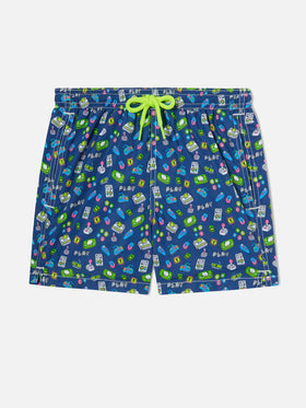 Boy swim shorts with retro games print