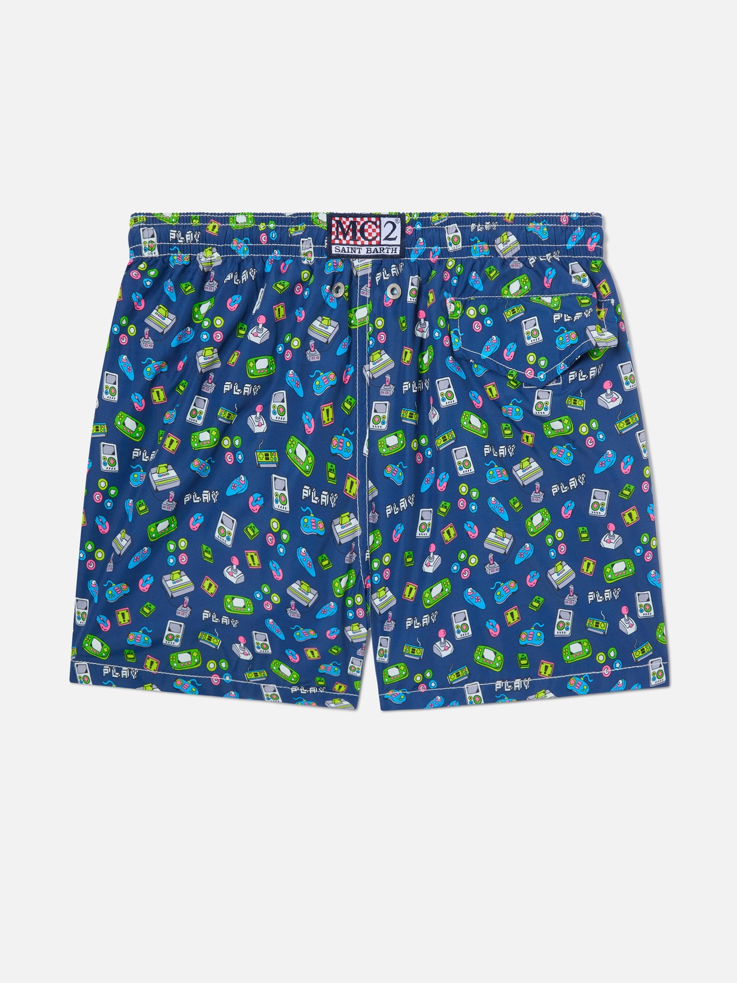 Boy swim shorts with retro games print