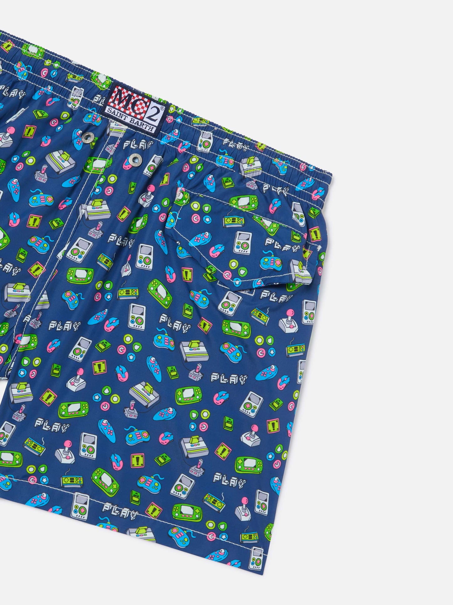 Boy swim shorts with retro games print