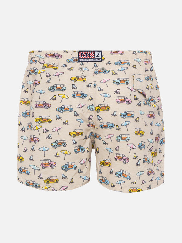 Jean Lighting lightweight fabric swim shorts with Spiaggina print | FIAT 500 SPECIAL EDITION