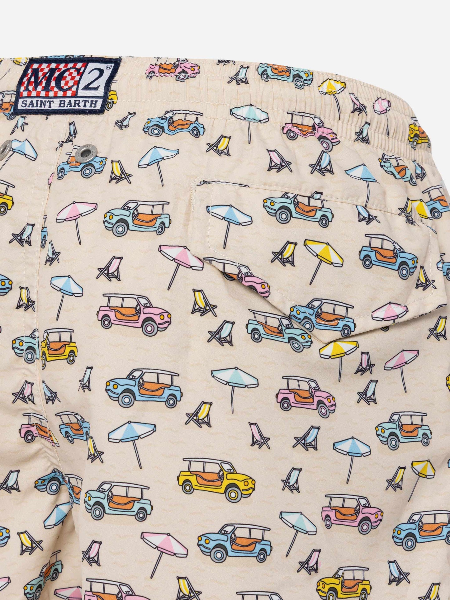 Jean Lighting lightweight fabric swim shorts with Spiaggina print | FIAT 500 SPECIAL EDITION