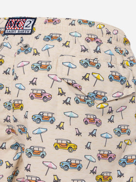 Jean Lighting lightweight fabric swim shorts with Spiaggina print | FIAT 500 SPECIAL EDITION