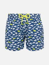 Jean Lighting lightweight fabric swim shorts with shark print