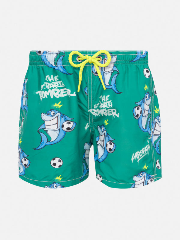 Jean Lighting lightweight fabric swim shorts with Cryptopuppets shark print | CRYPTOPUPPETS SPECIAL EDITION