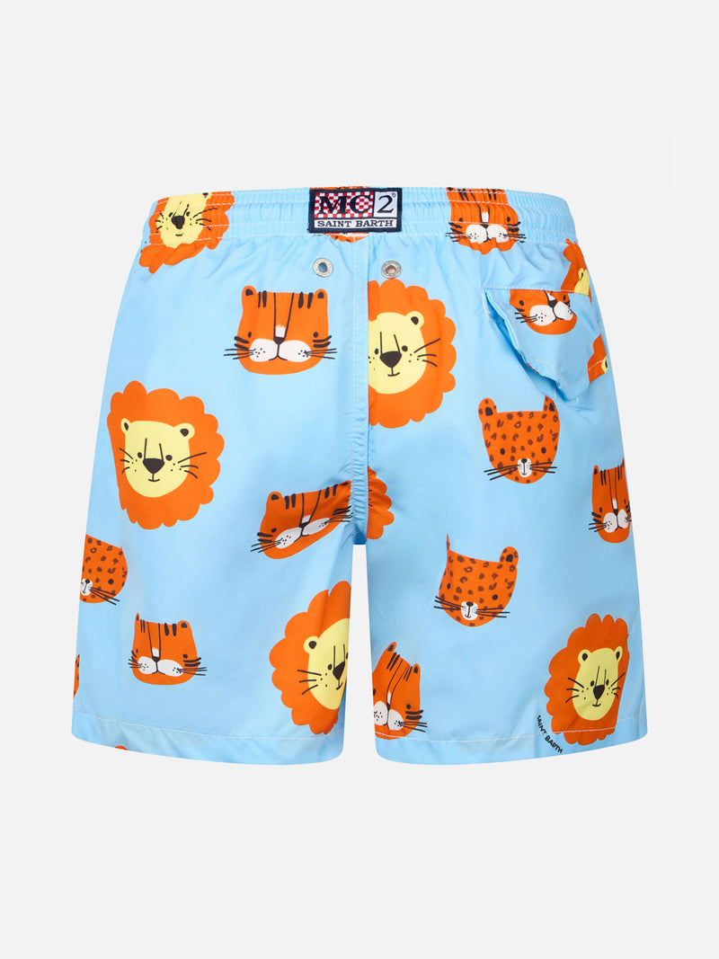 Badeshorts für Jungen aus leichtem Stoff von Jean Lighting mit Löwen-Print