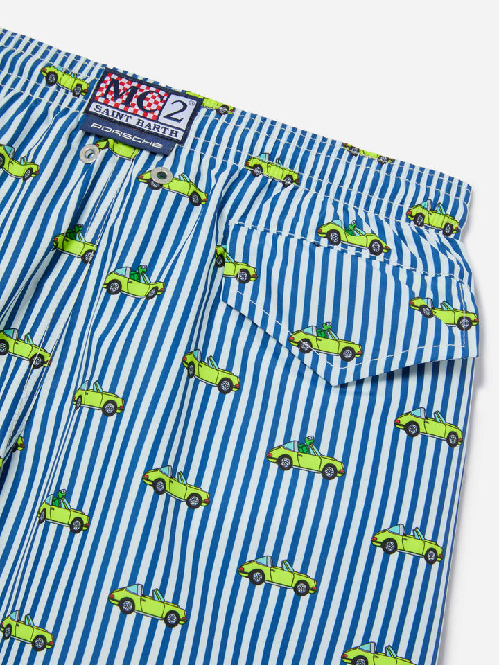Jean Lighting Badeshorts mit Porsche-Print auf Streifen | Special Edition 