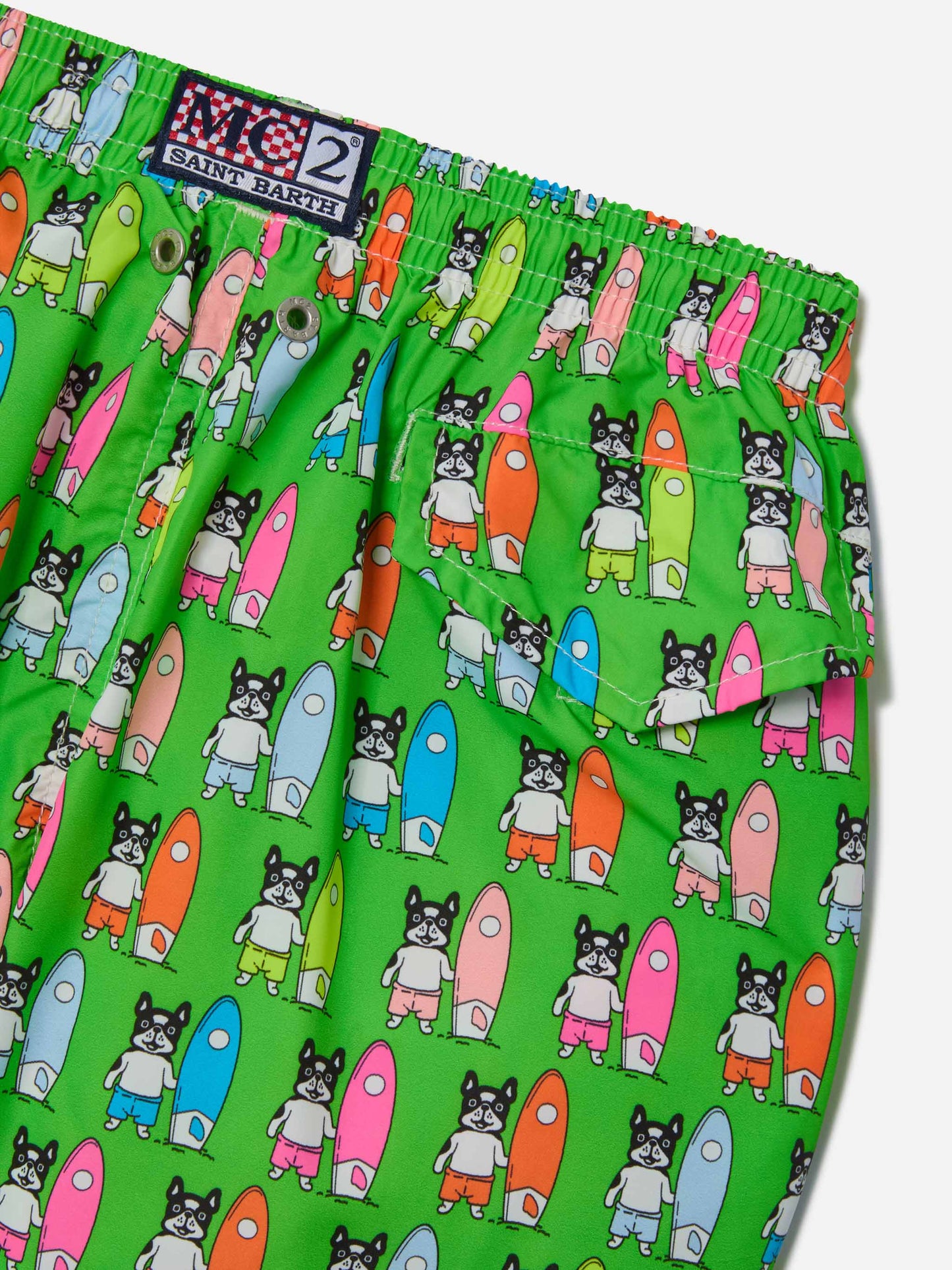 Short de bain garçon en tissu léger Jean Lighting avec imprimé chiens surfeurs 