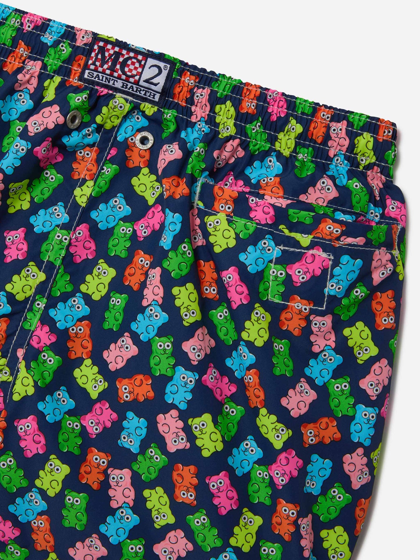 Boy lightweight fabric swim-shorts Jean Lighting with candy bears print