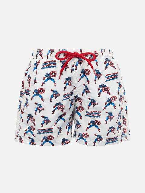 Boy lightweight fabric swim-shorts Jean Lighting with Captain America print | MARVEL SPECIAL EDITION - MC2 Saint Barth