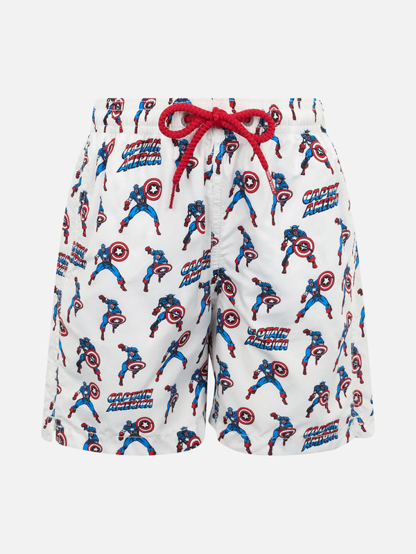 Boy lightweight fabric swim-shorts Jean Lighting with Captain America print | MARVEL SPECIAL EDITION