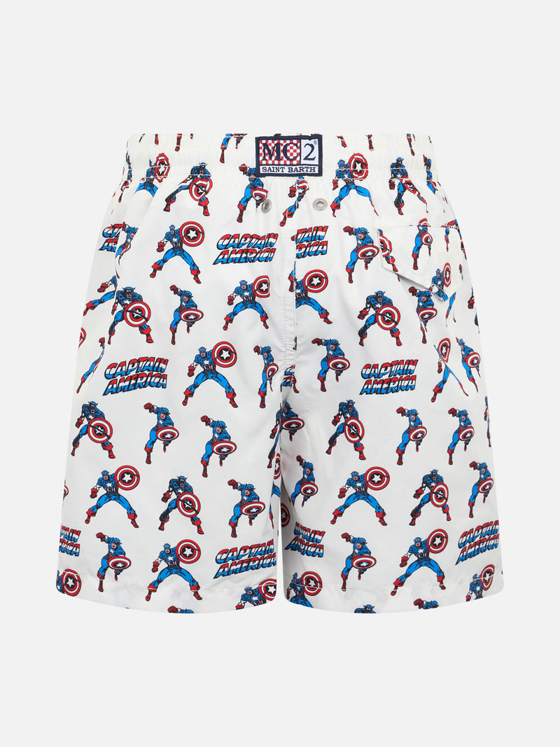 Badeshorts für Jungen aus leichtem Stoff von Jean Lighting mit „Captain America“-Aufdruck | MARVEL-SONDERAUSGABE