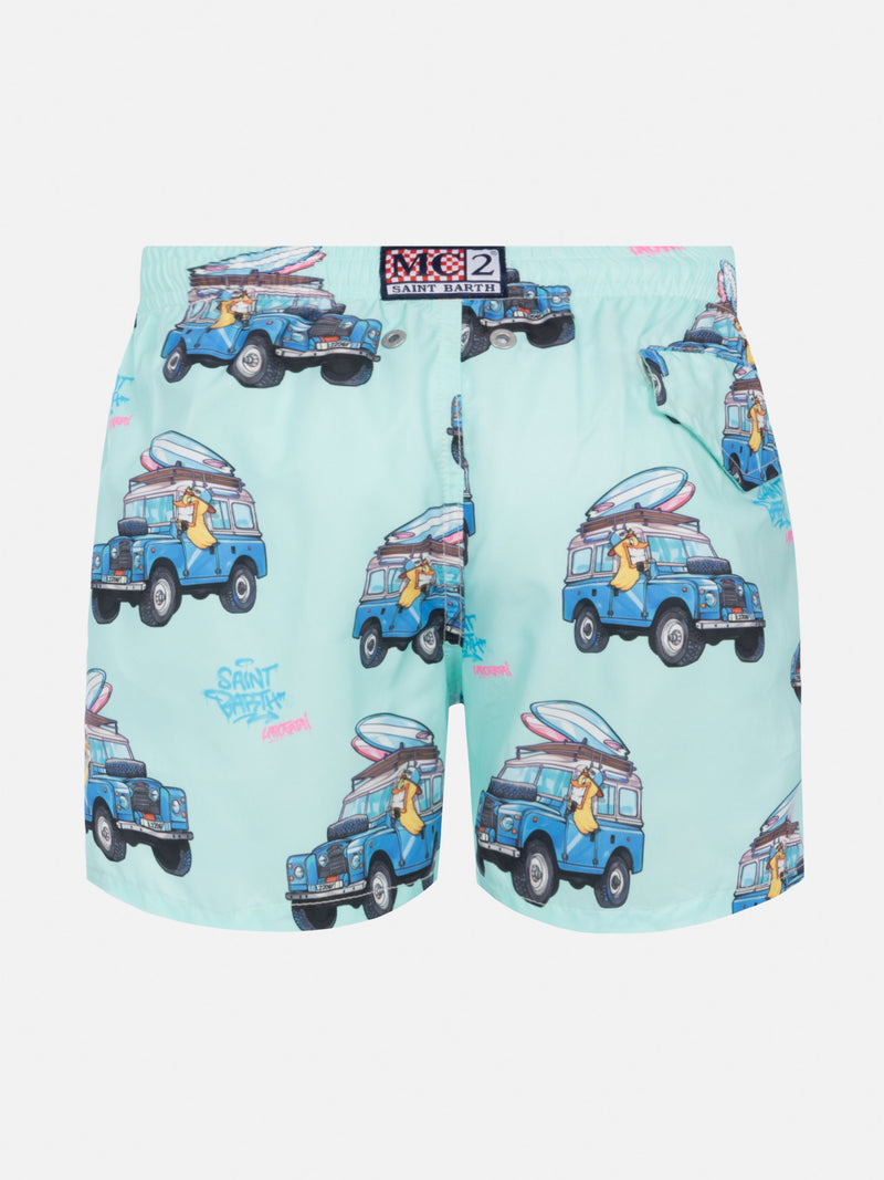 Jean Lighting lightweight fabric swim shorts with Cryptopuppets surfer print | CRYPTOPUPPETS SPECIAL EDITION