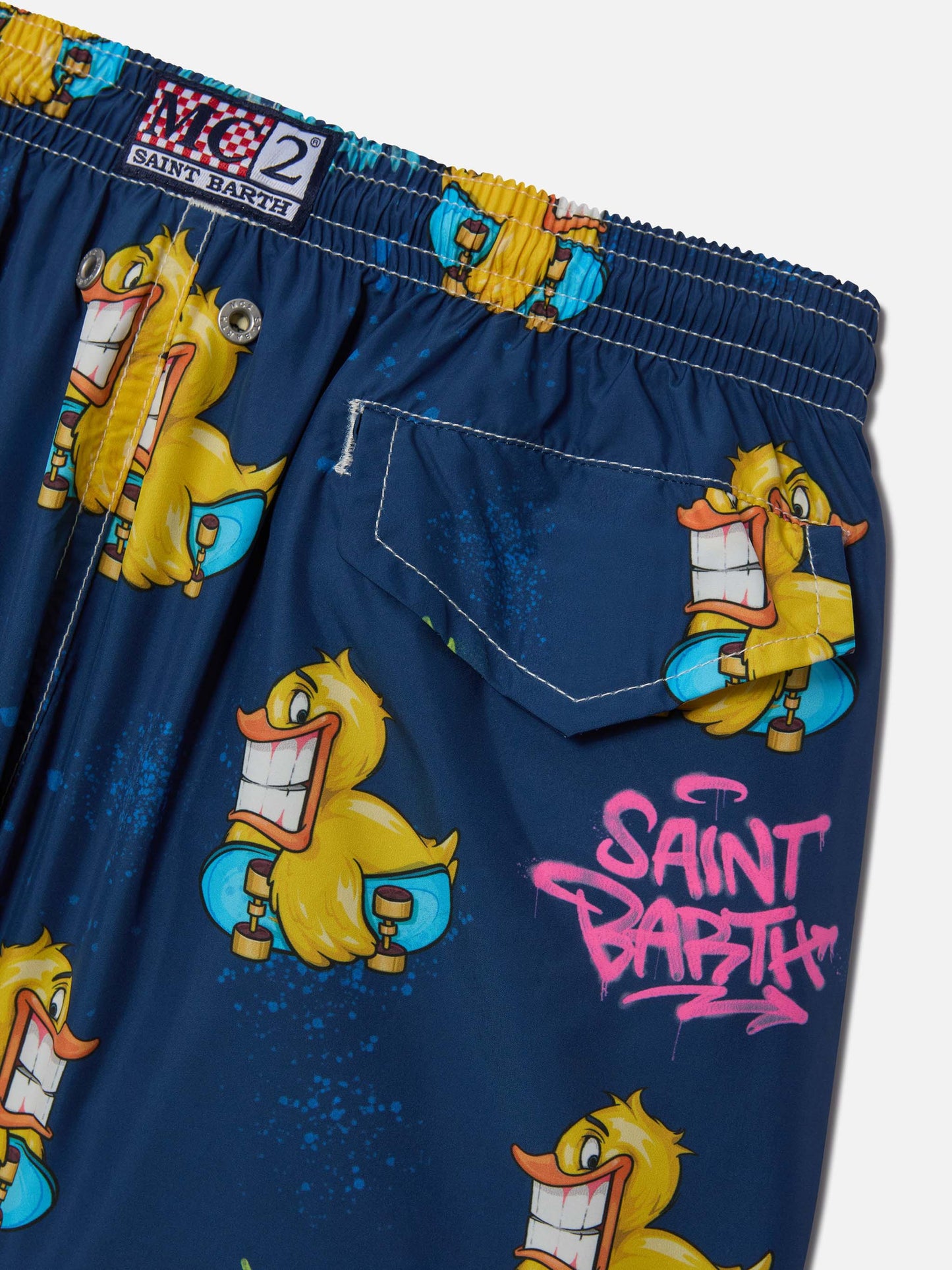Short de bain garçon en tissu léger Jean Lighting avec imprimé crypto ducky | CRYPTOPUPPETS SPECIAL EDITION 