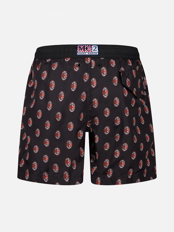 Badeshorts für Jungen aus leichtem Stoff mit Milan-Aufdruck | AC MILAN SPECIAL EDITION