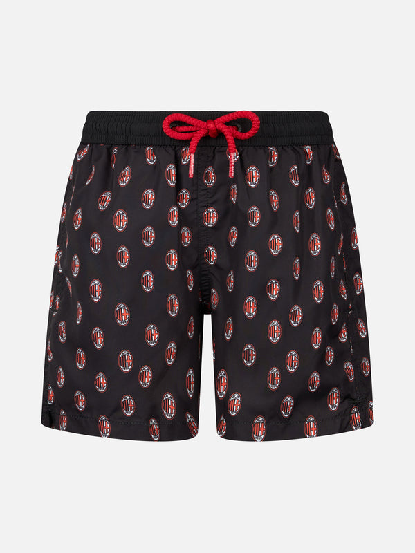 Badeshorts für Jungen aus leichtem Stoff mit Milan-Aufdruck | AC MILAN SPECIAL EDITION