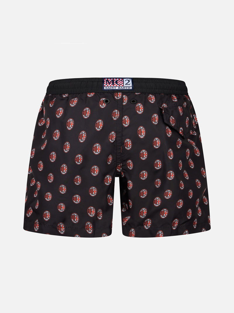 Badeshorts für Jungen aus leichtem Stoff mit Milan-Aufdruck | AC MILAN SPECIAL EDITION