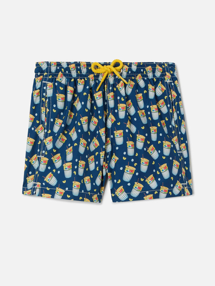 Lightweight fabric swimshorts with Estathè print | ESTATHE' SPECIAL EDITION