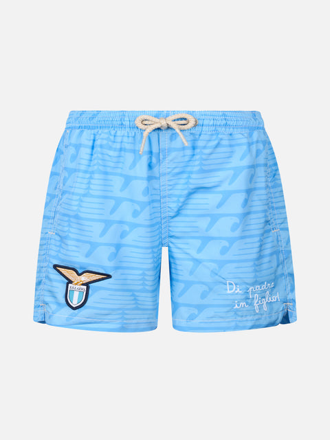 Jean Lighting lightweight fabric swim shorts with Lazio logo print and Di Padre in Figlio embroidery|SS LAZIO SPECIAL EDITION - MC2 Saint Barth