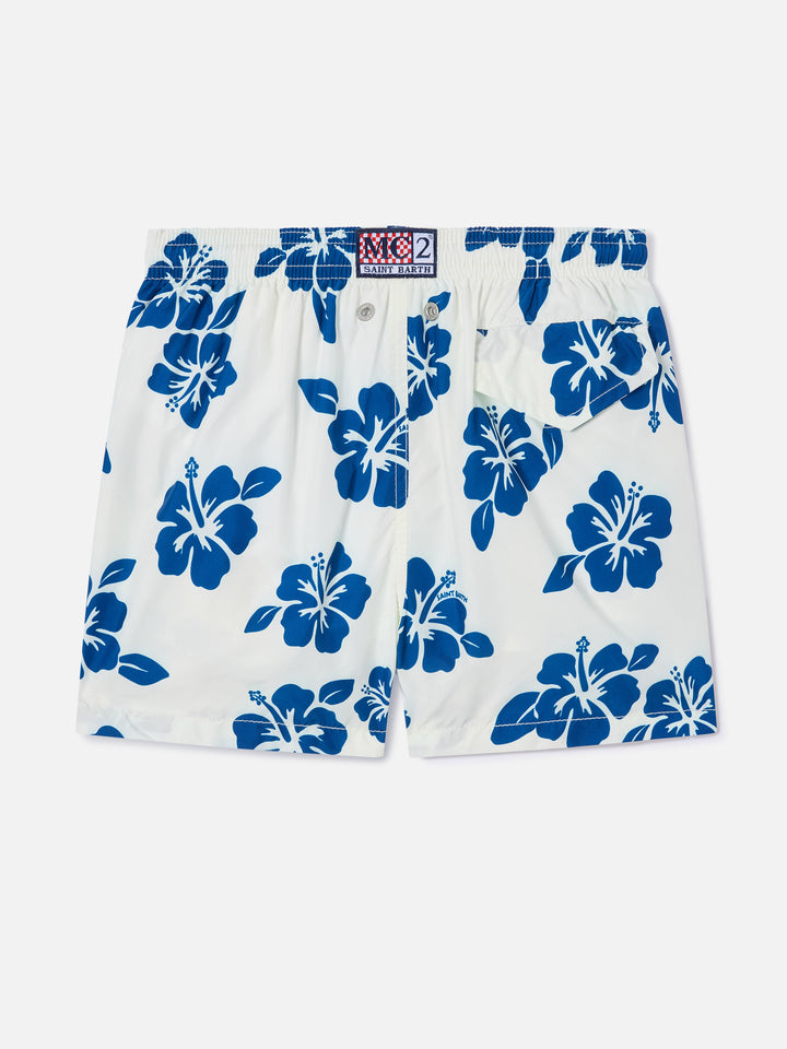 Jean Lighting swim shorts with Hibiscus floral all-over print