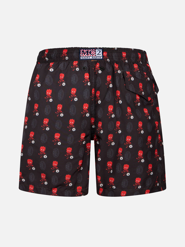 Badeshorts für Jungen aus leichtem Stoff mit Milan-Aufdruck | AC MILAN SPECIAL EDITION